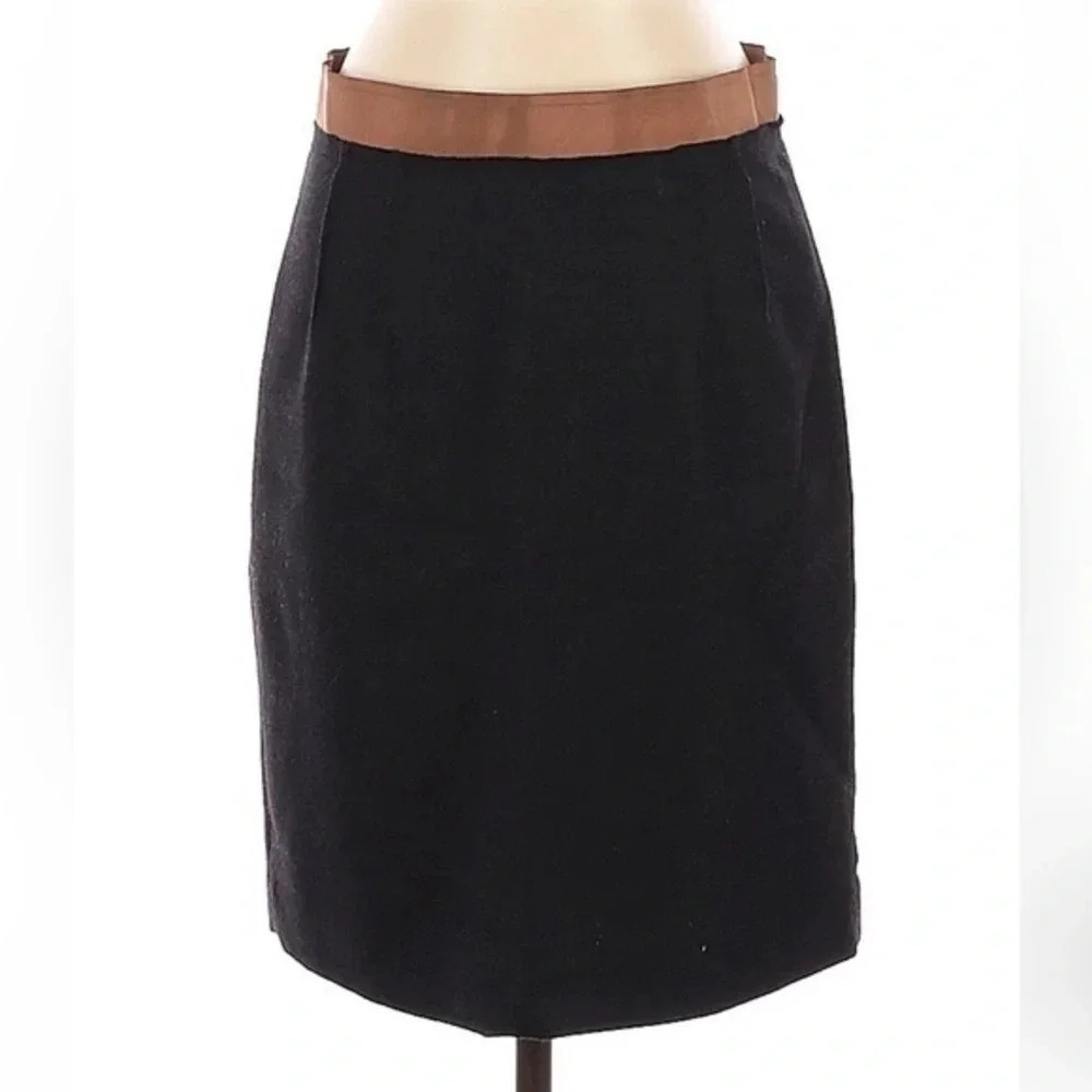 Ann Taylor LOFT Black Wool Blend Ribbon Belt Classic Pencil Skirt Size 4 Small S